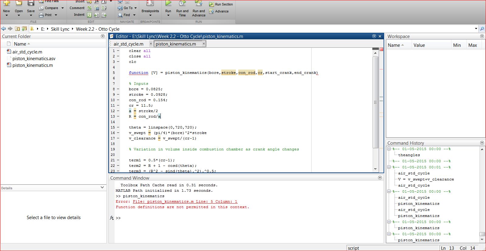 A Matlab Program To Plot Pv Diagram For An Otto Cycle
