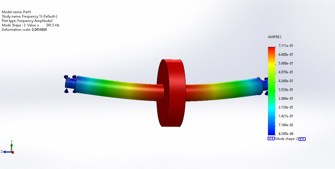 Frequency Analysis of Rotating Shaft using Solidworks